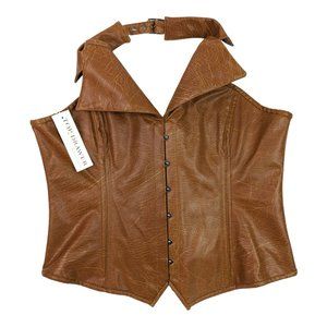NWT Daisy Corsets TOP DRAWER FAUX LEATHER Collared Fullbust Steel Boned …